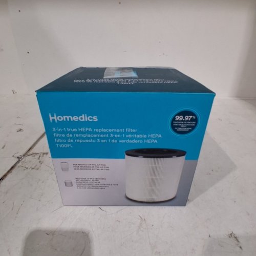 HOMEDICS 3-IN-1 TRUE HEPA REPLACEMENT FILTER ACTIVATED CARBON FILTER, DUST REMOVER FOR MODELS AP-T95, APT100 - WHITE - (MODEL: T100FL) image 3