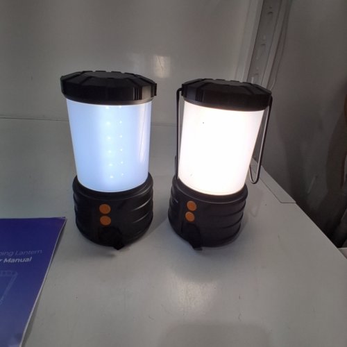 2PK RECHARGEABLE LED CAMPING LANTERNS - 3 LIGHT SETTINGS - WATERPROOF - 5V - BLACK (MODEL: EL01) image 2