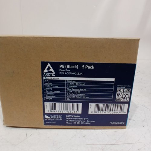 5PK ARCTIC P8 MAX HIGH-PERFORMANCE PC CASE FAN - 80 MM - BLACK (ACFAN00286A) image 2