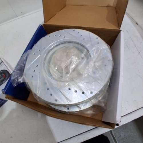 DETROIT AXLE DRILLED SLOTTED BRAKE ROTOR - FITS SELECT MODELS - SILVER (STYLE: S-800010) image 2