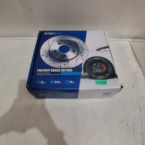 DETROIT AXLE DRILLED SLOTTED BRAKE ROTOR - FITS SELECT MODELS - SILVER (STYLE: S-800010) image 4