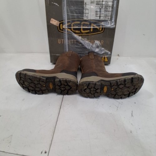 MEN'S KEEN UTILITY CSA EVANSTON PULL-ON WATERPROOF BOOTS - 7.5EE - BROWN\BLACK image 5