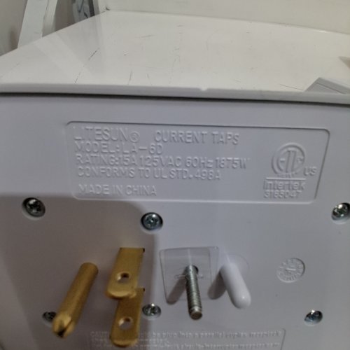 2 FOSMON 6-OUTLET OUTLET TAP ADAPTER - 15A, 125 V AC, 60HZ, 1875W - WHITE (MODEL: LA-6D) image 2