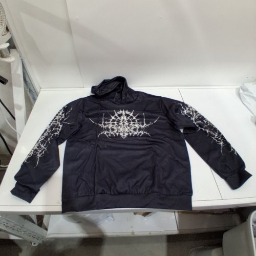MEN'S GOTHIC STYLE GRAPHIC HOODIE - EXTRA LARGE - BLACK image 2