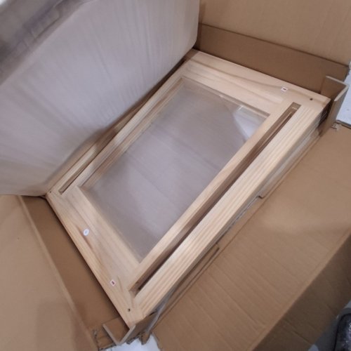 8 PANEL PUPPY DOG FENCED PLAYPEN WITH DOOR - 36.6" X 35.4" X 23.6" - TRANSPARENT CLEAR ACRYLIC / NATURAL WOOD image 5