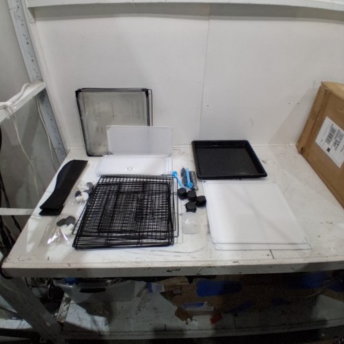 ROLLING WIRE BIRD CAGE STORAGE RACK - 41.7" X 14" X 28" - BLACK/WHITE image 2