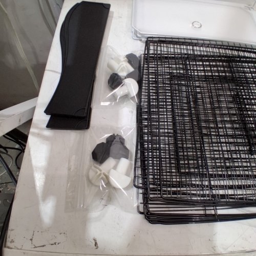 ROLLING WIRE BIRD CAGE STORAGE RACK - 41.7" X 14" X 28" - BLACK/WHITE image 3