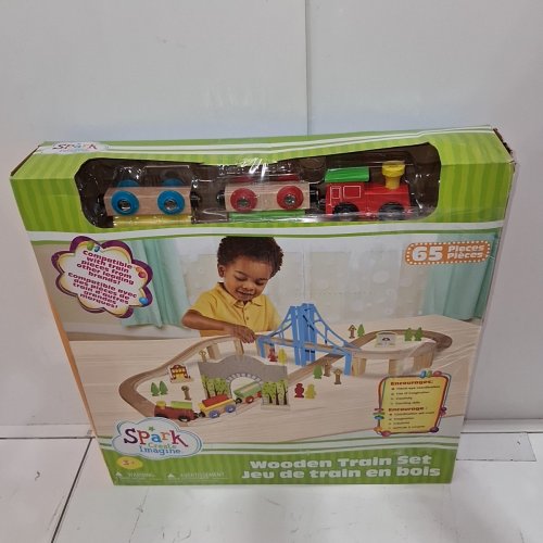 65PC SPARK CREATE IMAGINE WOODEN TRAIN SET image 4