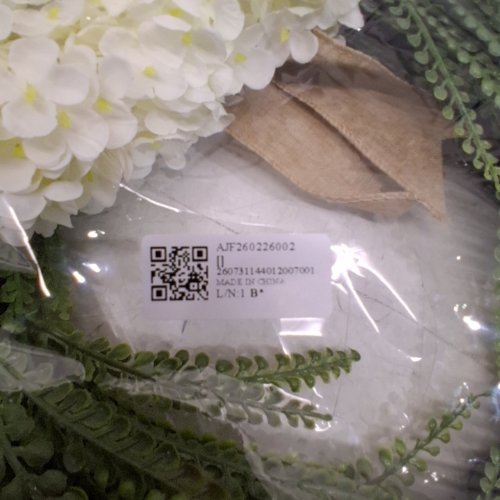 NEARLY NATURAL ASSORTED FERN AND CHRYSANTHEMUM ARTIFICIAL WREATH - 23" - GREEN image 2
