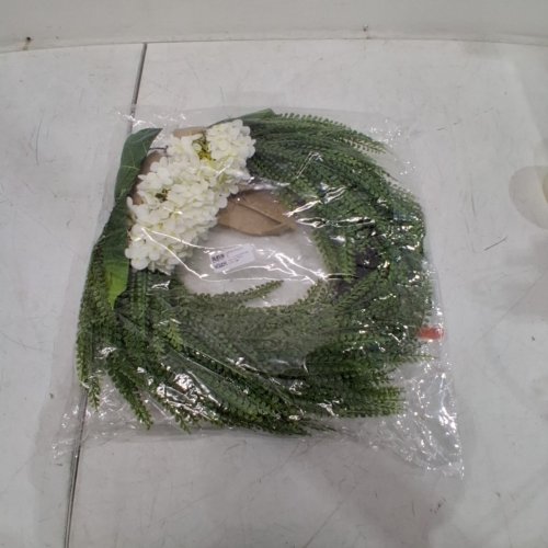 NEARLY NATURAL ASSORTED FERN AND CHRYSANTHEMUM ARTIFICIAL WREATH - 23" - GREEN image 3