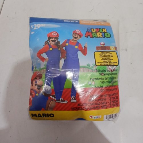 3PC KIDS SUPER MARIO CLASSIC COSTUME- MEDIUM - BLUE/RED image 2