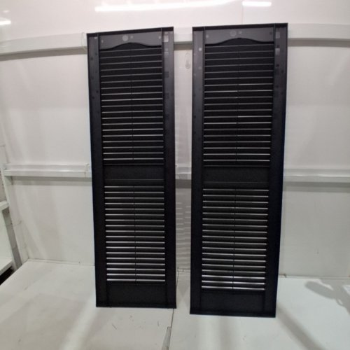 2PK LIFETIME VINYL STANDARD CATHEDRAL TOP CENTER MULLION DECORATIVE DOORS/SHUTTERS - 12" X 52" - BLACK (MODEL: LOUVER 002 BLACK) image 4