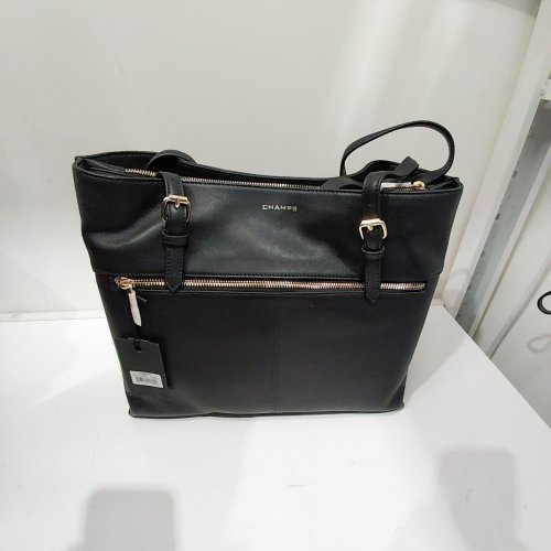 CHAMPS GALA LEATHER TOTE HANDBAG - BLACK / GOLD (STYLE: LCB-507) image 3