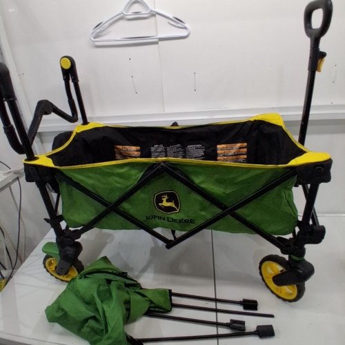 BRIGHT STARTS JOHN DEERE POP 'N RIDE STROLLER WAGON - GREEN/YELLOW (MODEL: 17277) image 3