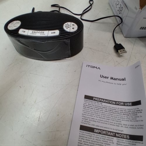 ITOMA AM/FM ALARM CLOCK RADIO - 6" - BLACK image 3