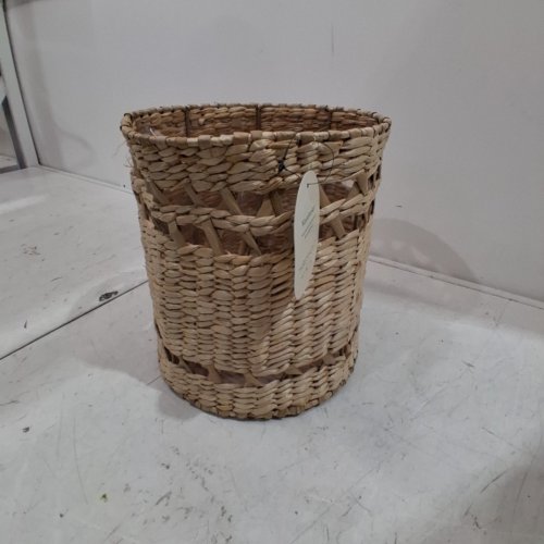 THRESHOLD HANDWOVEN CATTAIL LEAVES WASTEBASKET 10" - NATURAL BROWN image 2