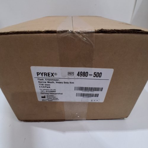 6PK PYREX NARROW MOUTH HEAVY DUTY RIM ERLENMEYER FLASK - CLEAR (MODEL: 4980-500) image 2