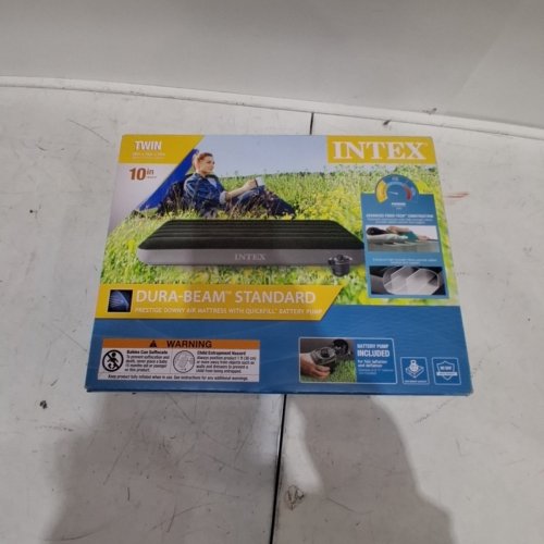 INTEX DURA-BEAM STANDARD SERIES SINGLE HIGH AIRBED WITH 2-STEP BATTERY OPERATED PUMP-TWIN - BLUE- (MODEL:64777CA) image 4