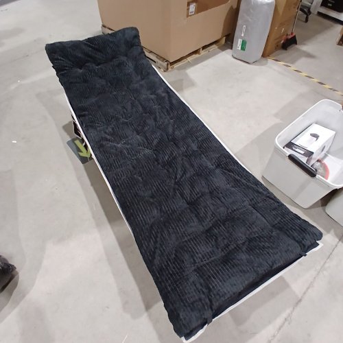 OVERMONT CAMPING COT WITH MATTRESS - 75" X 28" X 21" - BLACK/WHITE image 2