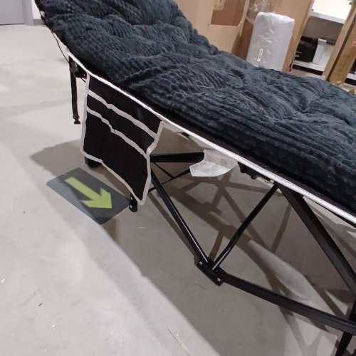 OVERMONT CAMPING COT WITH MATTRESS - 75" X 28" X 21" - BLACK/WHITE image 3