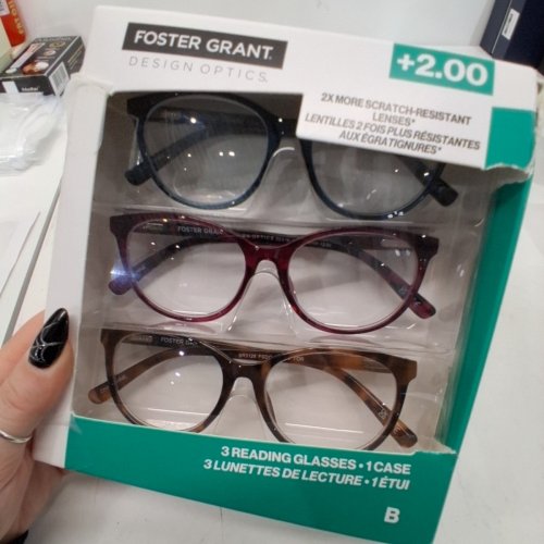 3PK FOSTER GRANT SCRATCH RESISTANT LENSES READING GLASSES - +2.00 - ASSORTED COLOURS image 4