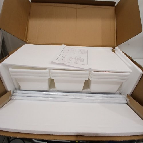 LENNOX HOME FURNITURE 3-TIER TOY STORAGE ORGANIZER WITH 9 PLASTIC BINS - WHITE (MODEL: JWTR-3006 WHITE) image 4