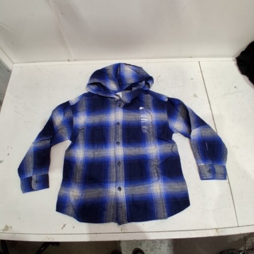 KID'S GAP PLAID HOODED BUTTON-UP SHIRT - MEDIUM (8) - BLUE (STYLE : 835239-01-1) image 2
