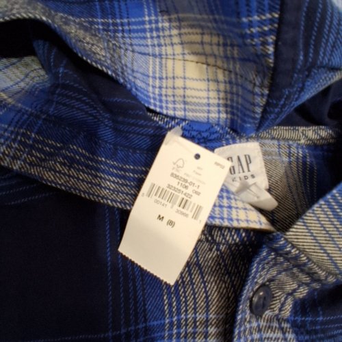 KID'S GAP PLAID HOODED BUTTON-UP SHIRT - MEDIUM (8) - BLUE (STYLE : 835239-01-1) image 3
