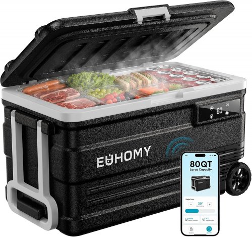 EUHOMY CAR REFRIGERATOR - 12 V/24 V - BLACK (MODEL: CF032-75) image 2