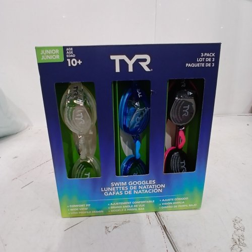3PK ADULT UNISEX TYR GOGGLES - 16+ YEARS - WHITE/BLUE/PINK (MODEL:1819571) image 3