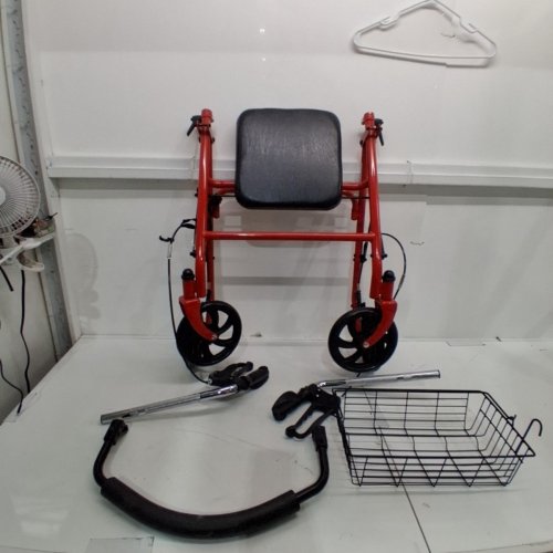 MEDLINE GUARDIAN BASIC STEEL ROLLATOR WITH 8" WHEELS ROLLING WALKER - 300LB CAPACITY - RED (MODEL: MDS86860ERS8) image 2