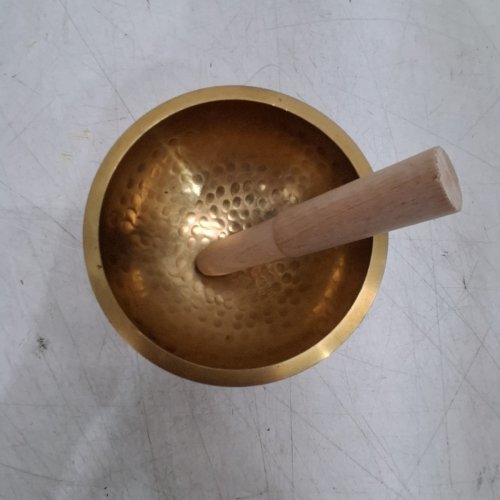 2PC TIBETIAN SINGING BOWL WITH WOODEN STRIKER - GOLD image 4
