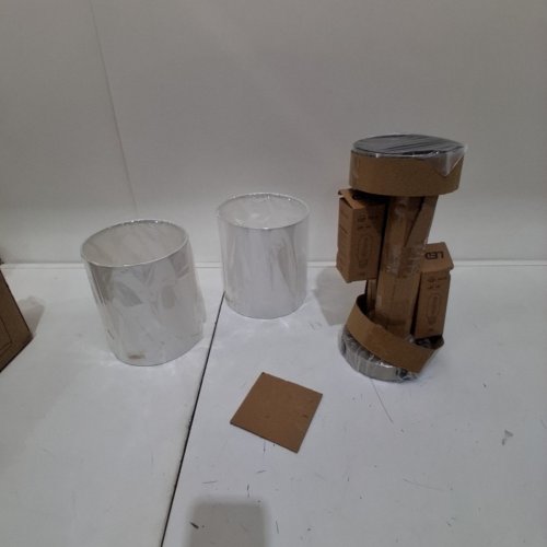 2PK BEDSIDE TABLE LAMPS WITH DUAL USB PORTS - SILVER / WHITE image 3