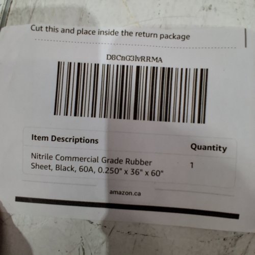 RUBBER CAL NITRILE COMMERCIAL GRADE EPDM 60A RUBBER SHEET - 0.250" X 36" X 60" - BLACK image 2