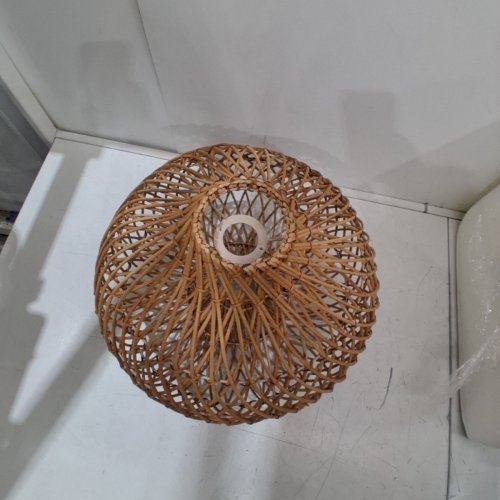 WOVEN RATTAN PENDANT LAMPSHADE - 16" - NATURAL/BROWN image 3