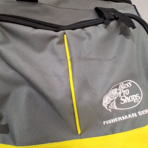 BPS DELUXE FISHING TACKLE BAG - 14.5" X 13.5" X 10" - GRAY AND YELLOW image 3