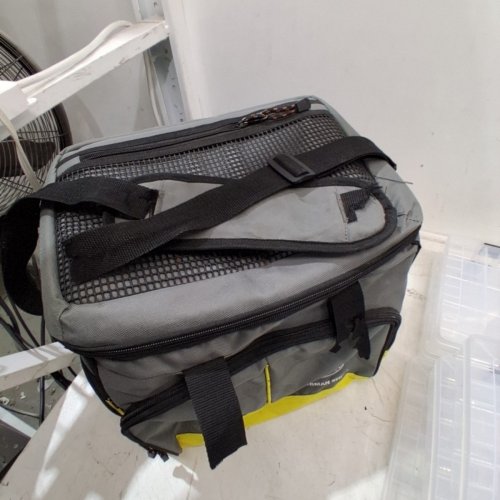 BPS DELUXE FISHING TACKLE BAG - 14.5" X 13.5" X 10" - GRAY AND YELLOW image 4