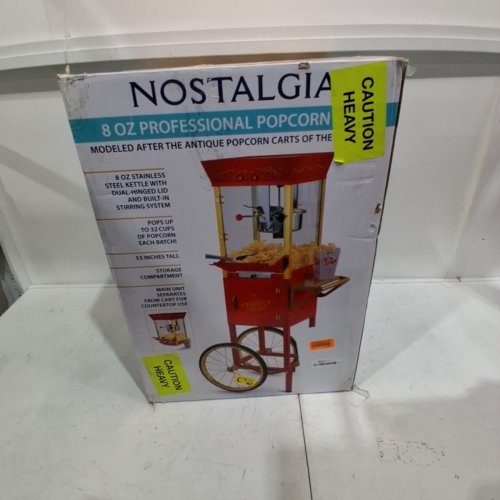 NOSTALGIA 53" TALL OLD FASHIONED MOVIE TIME POPCORN CART - 8OZ KETTLE - RED - (MODEL: CCP510) image 4