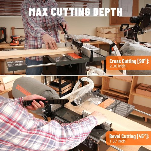 DOVAMAN PORTABLE EXTENDING DUSTLESS TABLE SAW - 8.5" BLADE, 19" MAX EXTENSION, 5000RPM - GREY/BLACK - (MODEL: DTS02M) image 3