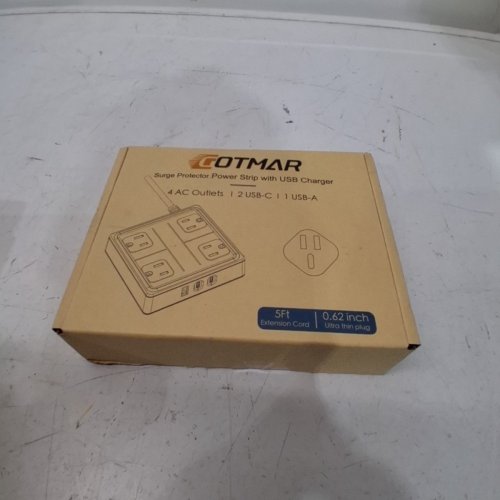 GOTMAR FLAT PLUG POWER BAR WITH USB C - 5FT - WHITE (MODEL: WT-2301-PL) image 2