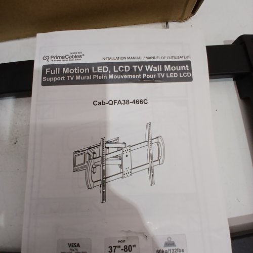 PRIMECABLES FULL MOTION LED LCD TV WALL MOUNT - 37" - 80"; 60 KG / 132 LBS - BLACK (MODEL: CAB-QFA38-466C) image 3