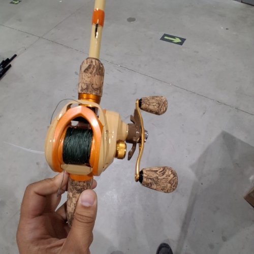 BAITCASTING FISHING ROD AND REEL COMBO - 7FT, 8-17 LBS LINE, 1/4-5/8 OZ LURE - TAN AND ORANGE (MODEL: PYTC7010M-RH) image 4