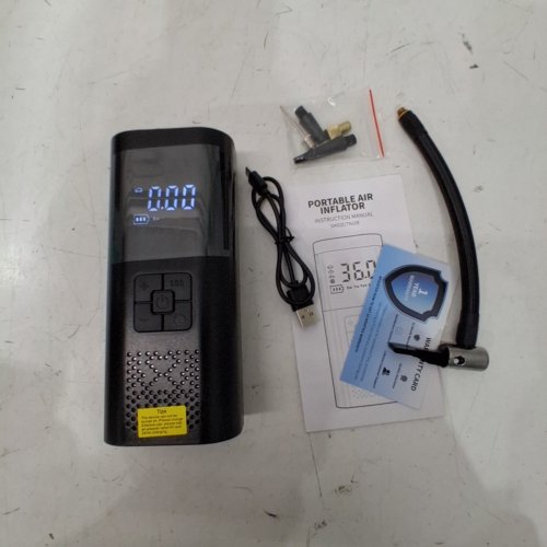 RECHARGEABLE CORDLESS AIR COMPRESSOR/TIRE INFLATOR - 150PSI - BLACK (MODEL: SM02E/TN10E) image 2
