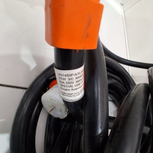 RV MARINE POWER GENERATOR ADAPTOR CORD - 45FT - 6AWG-3C + 8AWG/1C - BLACK/ORANGE image 2