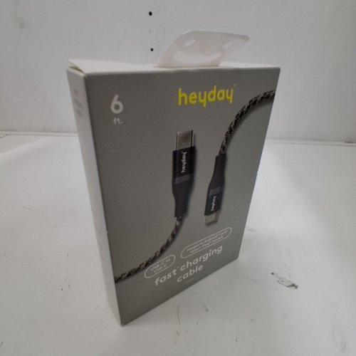 HEYDAY BRAIDED USB-C TO USB-C CHARGING CABLE - 6FT - BLACK/GREY image 2