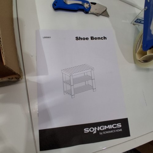 SONGMICS SHOE RACK BENCH, 3-TIER BAMBOO SHOE STORAGE ORGANIZER, ENTRYWAY BENCH -17.8" X 11.3" X19.7" -WHITE-(MODEL: LBS001W01) image 4