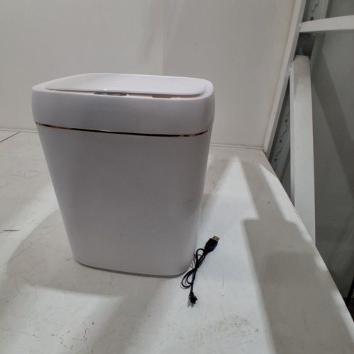 QIILU TOUCHLESS MOTION SENSOR TRASH CAN - 11L - WHITE /GOLD image 2