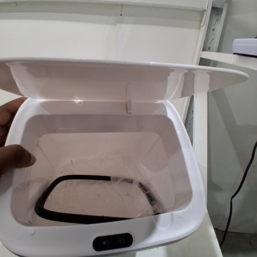 QIILU TOUCHLESS MOTION SENSOR TRASH CAN - 11L - WHITE /GOLD image 4