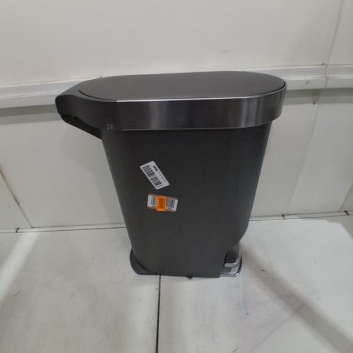 SIMPLEHUMAN SLIM PLASTIC STEP TRASH CAN WITH LINER RIM - 40L - GREY (MODEL: CW1391) image 2