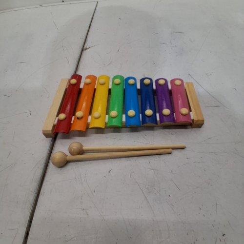 KIDS 8-TONE HAND KNOCK WOODEN XYLOPHONE TOY- MULTICOLOR image 2